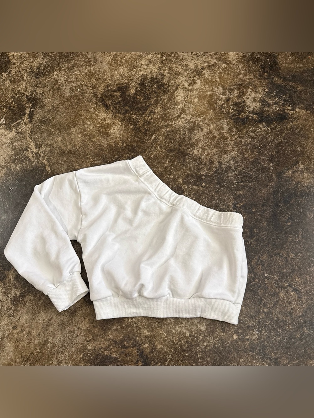 The Vintage Shop White Cropped Off-Shoulder Sweatshirt